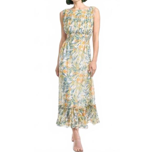 NEW SACHIN & BABI anastasia midi dress in sunshine teal bouquet